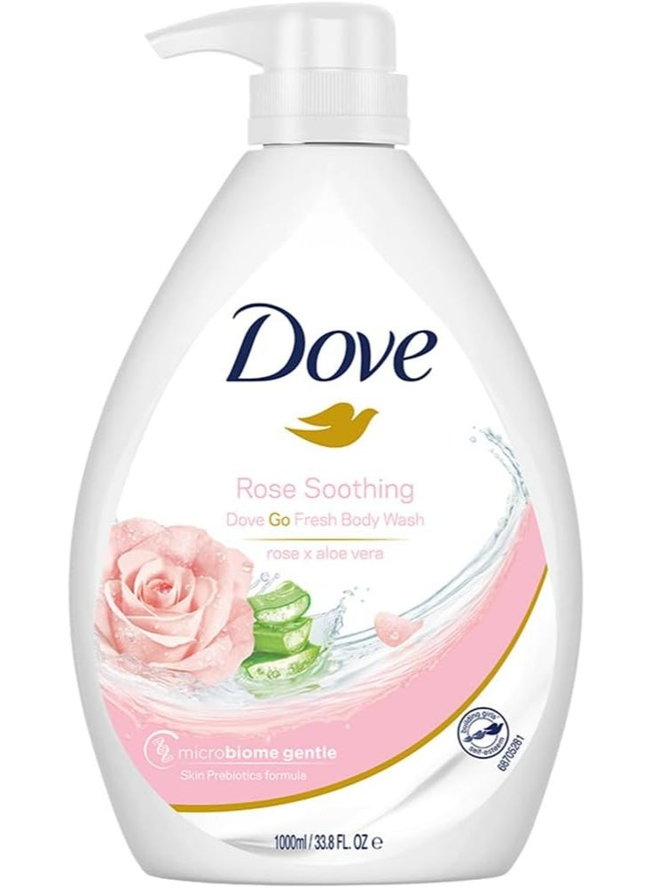 Dove Moisturizing Body Wash & Shower Gel with Rose & Aloe Vera for Soft Skin – 1L Family Size - Image 1